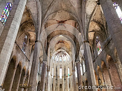 BARCELONA - July 2017: Santa Maria del Mar, Barcelona, Spain Editorial Stock Photo