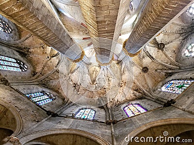 BARCELONA - July 2017: Santa Maria del Mar, Barcelona, Spain Editorial Stock Photo