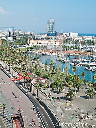 Barcelona marina promenade Editorial Stock Photo