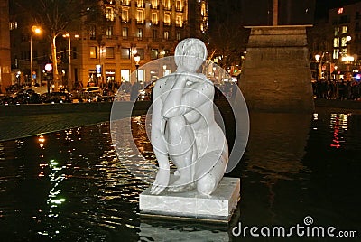 Plaza Catalunya Statue The Goddess or the Enigma Stock Photo