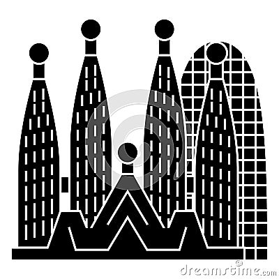 Barcelona - sagrada familia icon, vector illustration, black sign on isolated background Vector Illustration
