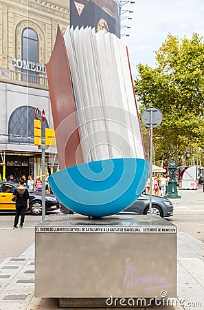 Barcelona. Sculpture Monument book Editorial Stock Photo
