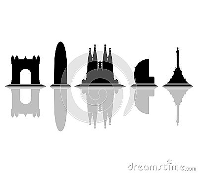 Barcelona skyline illustrated Stock Photo