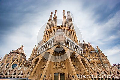 BARCELONA, SPAIN - 25 April 2016: La Sagrada Familia - cathedral Editorial Stock Photo