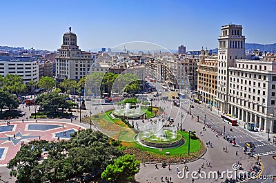 Placa Catalunya in Barcelona, Spain Editorial Stock Photo