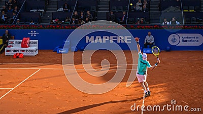 Players in The Barcelona Open, an annual tennis tournament for male professional player Editorial Stock Photo