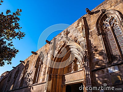 Entrance gate to the courtyard of the cloister of the Cathedral at sunset Editorial Stock Photo