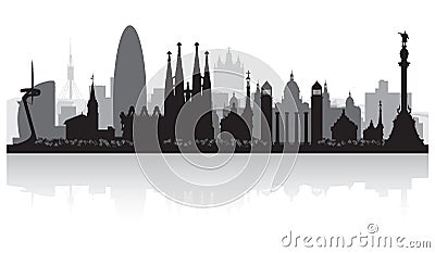 Barcelona Spain city skyline silhouette Vector Illustration
