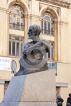 Bronze sculpture of Francesc Cambo in Barcelona, Spain Editorial Stock Photo