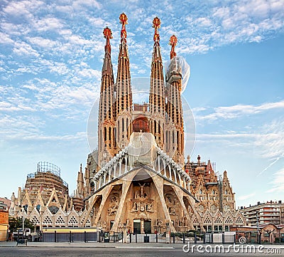 BARCELONA, SPAIN - FEBRUARY 10: La Sagrada Familia - the impress Editorial Stock Photo