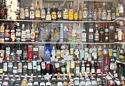 Showcase alcohol store Editorial Stock Photo