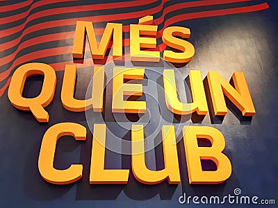 Mes que un club logo text sign of Barcelona football club official Editorial Stock Photo