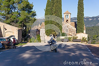 People visiting the village of Sant SebastiÃ¡ de Montmajor Editorial Stock Photo