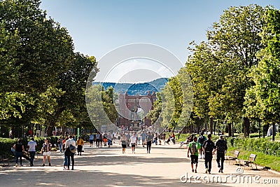 The Arc de Triomf Triumphal Arc or Arco de Triunfo is a triumphal arch in the city of Barcelona, and near the Citadel Park Editorial Stock Photo