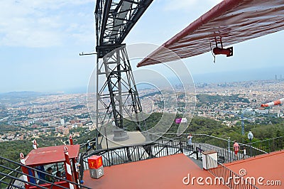 Old airplane using as kids attraction on Tibidabo park in Barcelona, Spain on June 22, 2016 Editorial Stock Photo