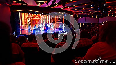 Barcelona, Spain - May 25, 2023: The show at theater at cruise liner or ship on board cruise ship or flagship of MSC Editorial Stock Photo