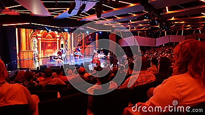 Barcelona, Spain - May 25, 2023: The show at theater at cruise liner or ship on board cruise ship or flagship of MSC Editorial Stock Photo