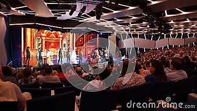 Barcelona, Spain - May 25, 2023: The show at theater at cruise liner or ship on board cruise ship or flagship of MSC Editorial Stock Photo