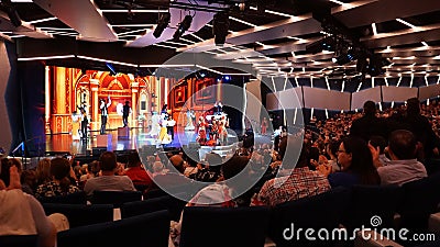 Barcelona, Spain - May 25, 2023: The show at theater at cruise liner or ship on board cruise ship or flagship of MSC Editorial Stock Photo