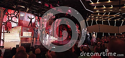 Barcelona, Spain - May 25, 2023: The show at theater at cruise liner or ship on board cruise ship or flagship of MSC Editorial Stock Photo