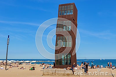 BARCELONA, SPAIN - MAY 15, 2017: View of the famous sculpture La Estrella Herida known as The Wounded Star or Los Cubos. Was Editorial Stock Photo