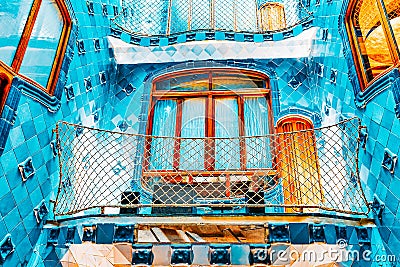 BARCELONA, SPAIN - SEPT 04, 2014: Interior and inner chambers Gaudi`s creation-house Casa Batlo. The building that is now Casa Editorial Stock Photo