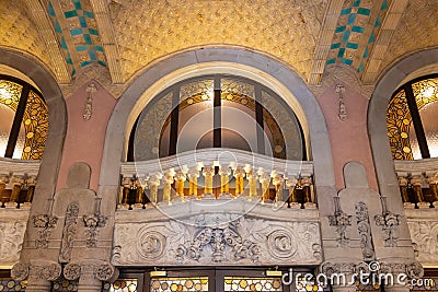 Barcelona, Spain-September 27, 2021: Box, loge or opera box inside of Palau de la MÃºsica Catalana in Barcelona, Catalonia, Spain Editorial Stock Photo