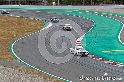 Old Touring Cars support race at turns Editorial Stock Photo