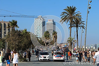 Barcelona street, Barceloneta Editorial Stock Photo