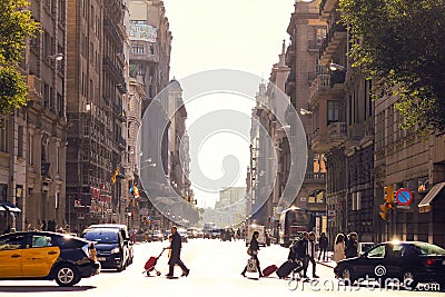 Barcelona street, Catalunya road landscape Editorial Stock Photo