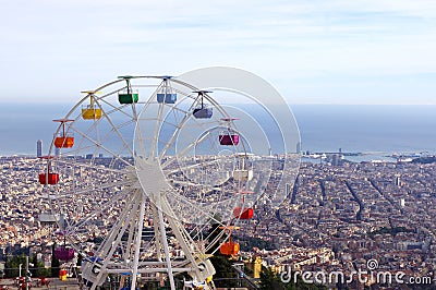 Barcelona Tibidabo Amusement Park View Stock Photo