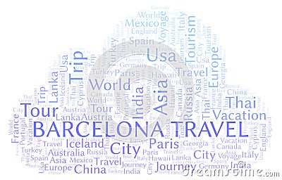 Barcelona Travel word cloud. Stock Photo