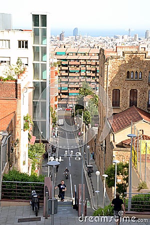 Barcelona view along Av. Muntany street Editorial Stock Photo