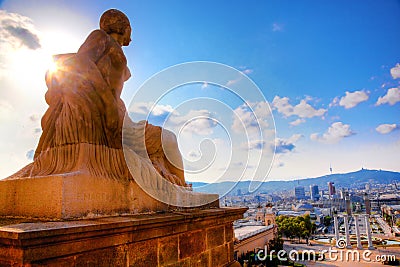 Barcelona view from Catalunya Stock Photo