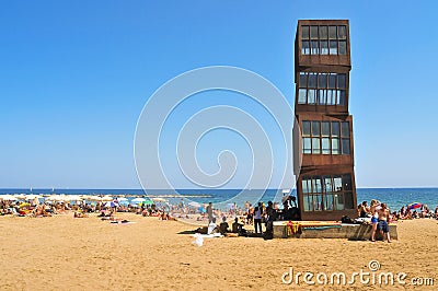 Barceloneta Beach in Barcelona, Spain Editorial Stock Photo