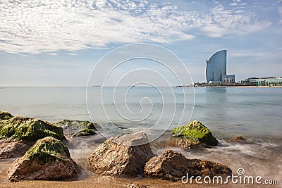 Barceloneta beach in Barcelona, Stock Photo