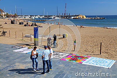 Barceloneta beach in Barcelona Editorial Stock Photo
