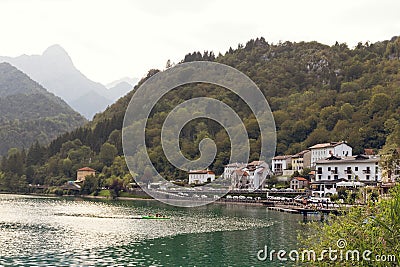 Barcis, Pordenone, Italy a beautiful mountain village on Lake Barcis Stock Photo