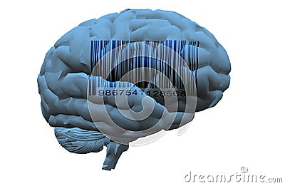 Barcode on brain Stock Photo