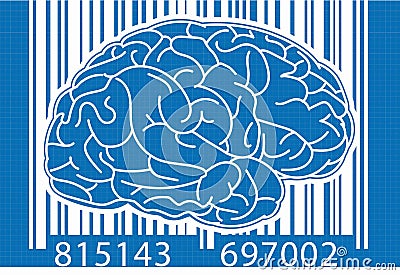 Barcode Brain Blue Stock Photo