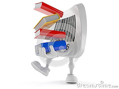 Barcode character carrying books Stock Photo