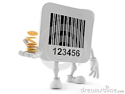 Barcode character with coins Stock Photo