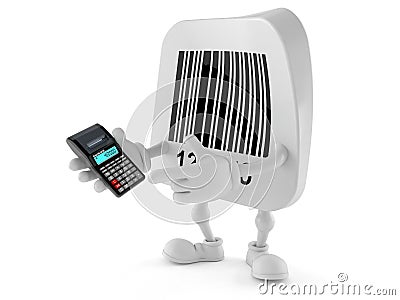 Barcode character holding calculator Stock Photo