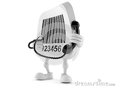 Barcode character holding a telephone handset Stock Photo