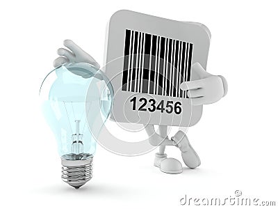 Barcode character with light bulb Cartoon Illustration