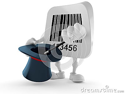 Barcode character with magic hat Cartoon Illustration