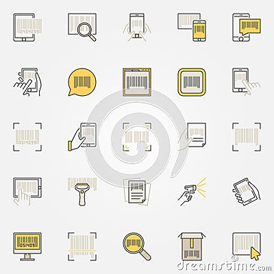 Barcode colorful vector icons set Vector Illustration