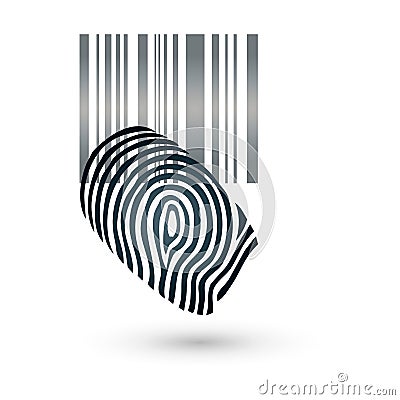 Barcode and fingerprint, security and code logo Stock Photo