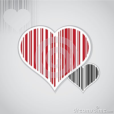 Barcode image with heart symbol Cartoon Illustration