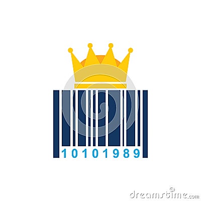 Barcode King Logo Icon Design Vector Illustration